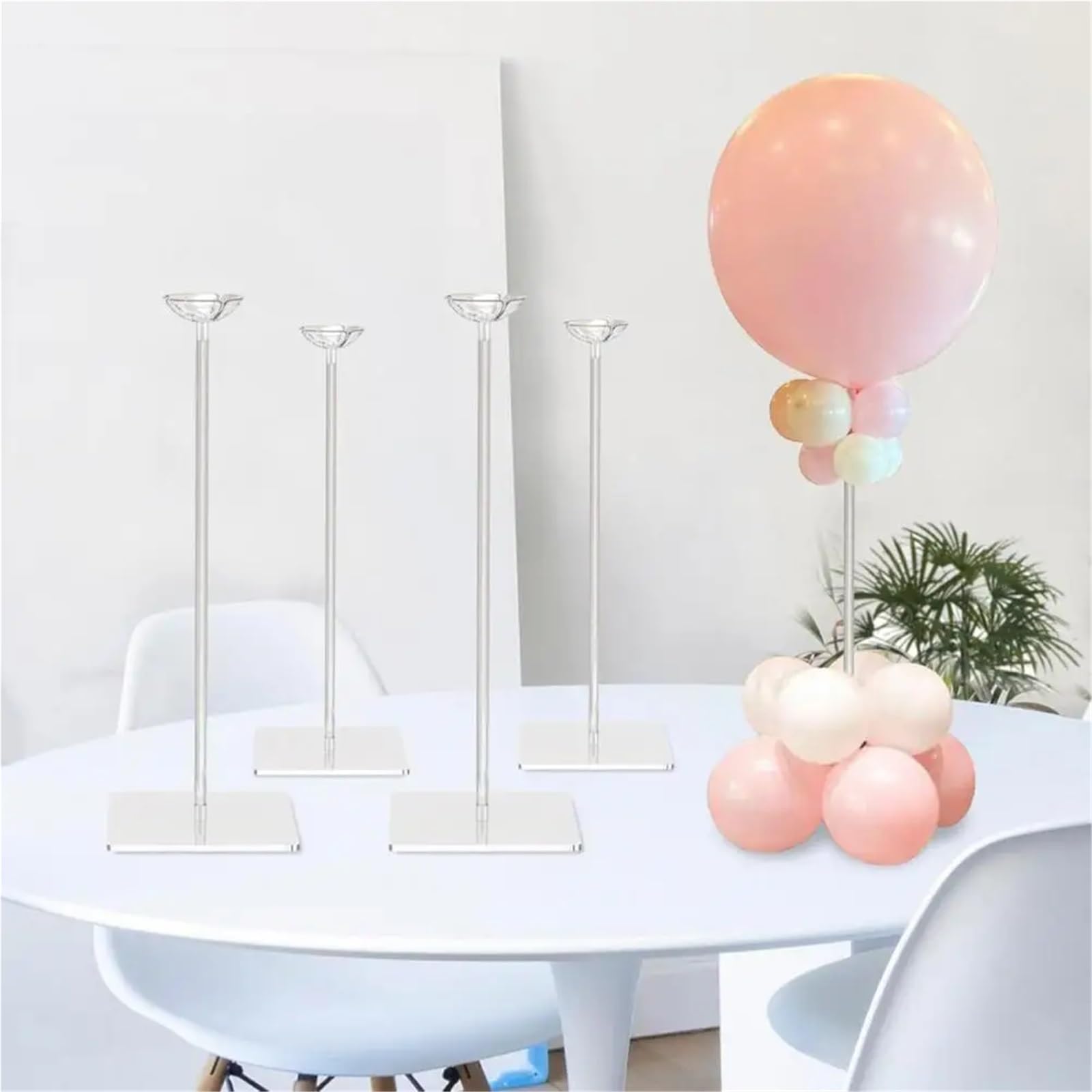 Stojak na balony Zestaw stojaków na balony z przezroczystego akrylu, 4 szt. sztyftów do balonów podstawą