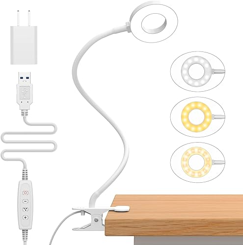 iZELL Luz de lectura, lámpara de abrazadera USB para libro de lectura infantil en la cama por la noche, lámpara de escritorio pequeña LED con clip