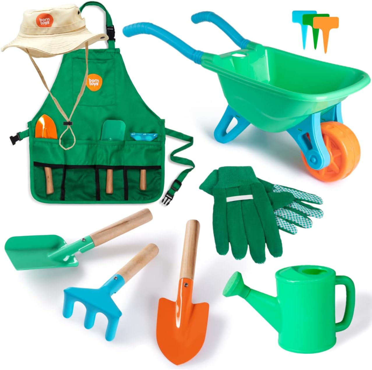 Born Toys Premium Kids Gardening Tool Set for Ages 3