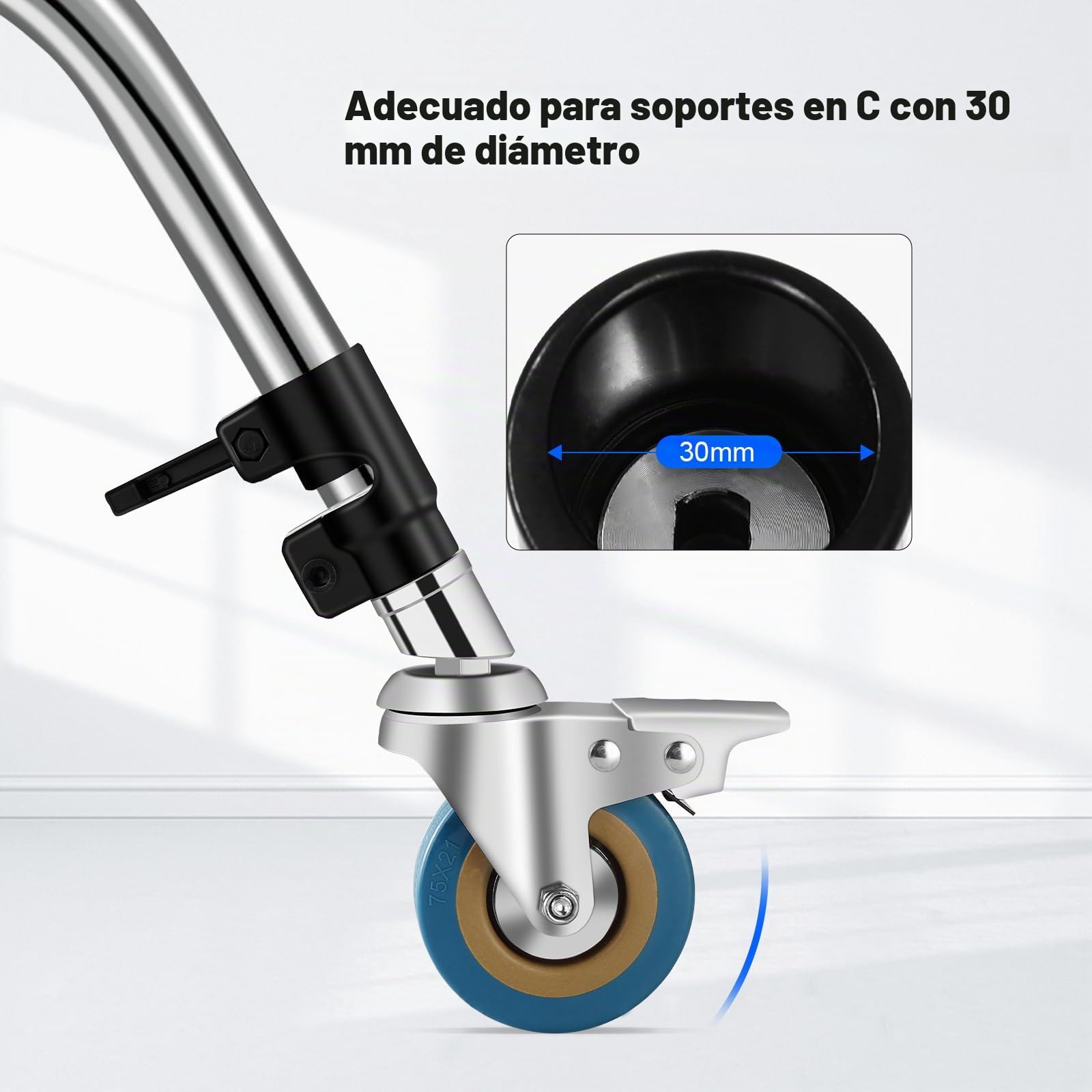 Soonpho Ruedas giratorias para caballete Stand-C, juego de rueda profesional de metal resistente con base de goma, compatible con soporte Stand-C de 25 mm de diámetro (3 unidades)