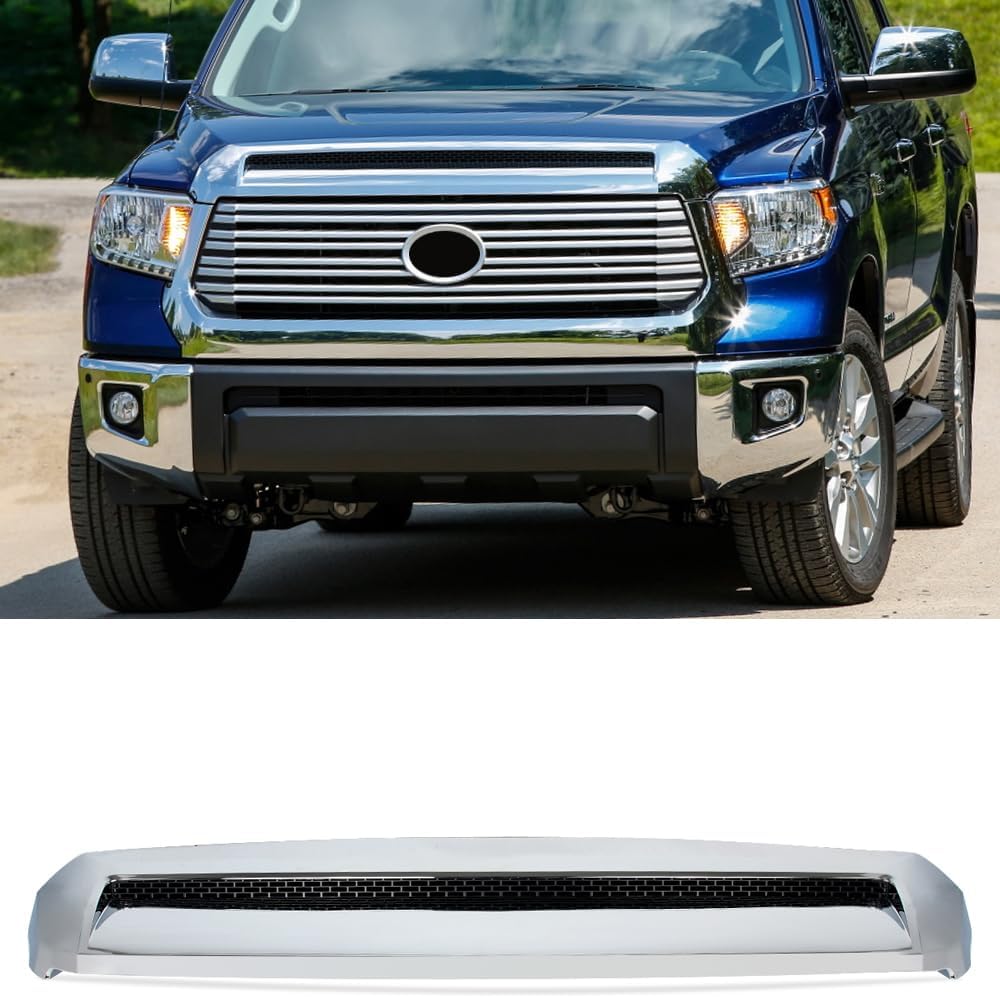 Chrome Front Upper Hood Bulge Molding Grille Trim Compatible With 2014-2021 Toyota Tundra Pickup Replace for 76180-0C030,761800C030
