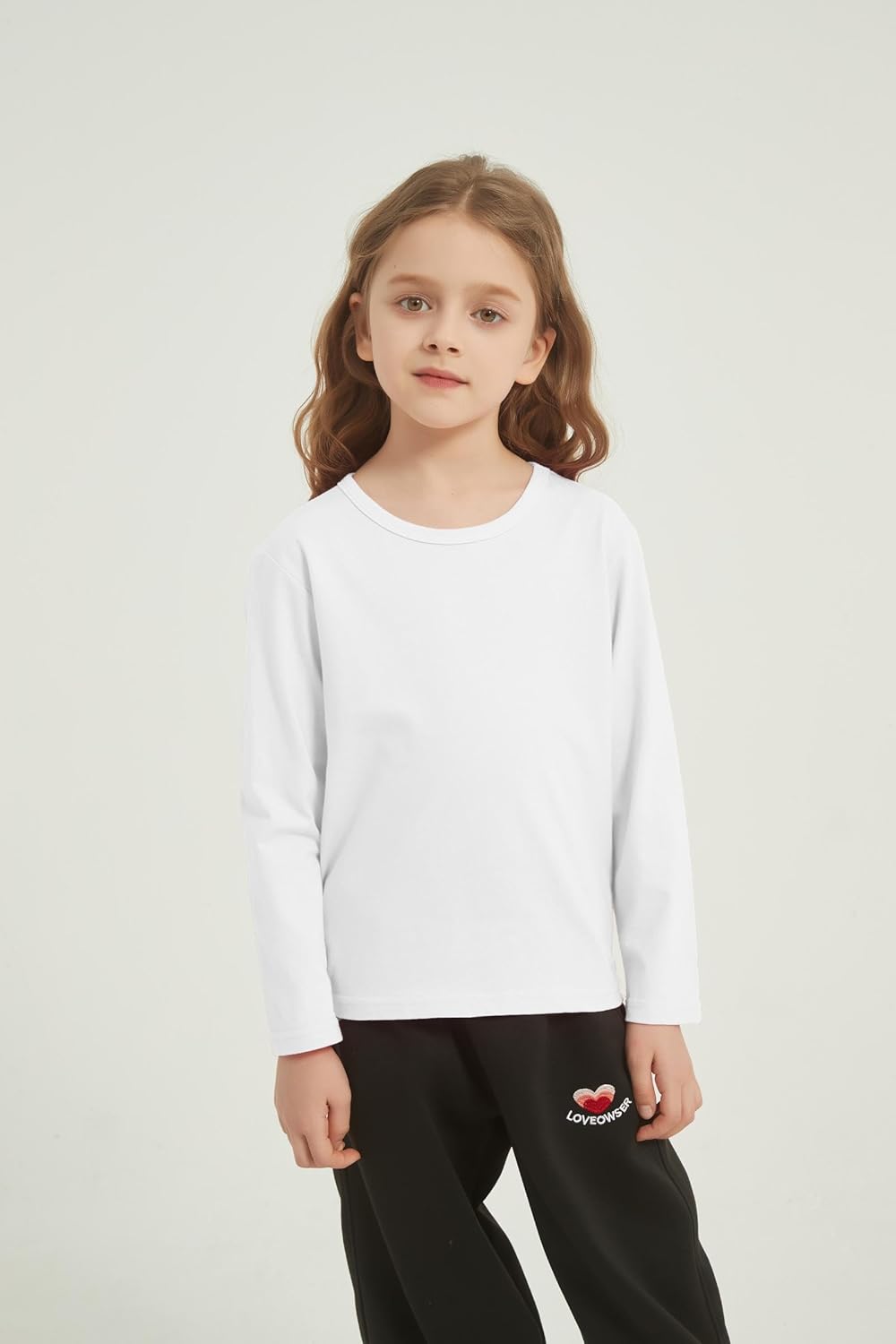 4 Pack Girls Long Sleeve Shirts Kids Cotton Basic Tees Crewneck Fall Tops for Toddler Girls(2T-14Years) - Image 3