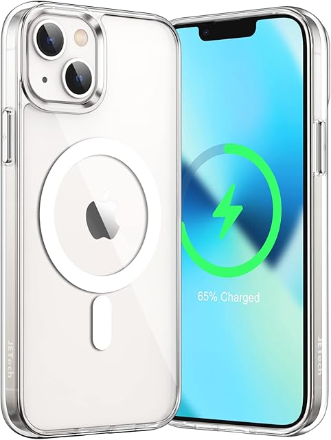 JETech Magnetic Case for iPhone 13 mini 5.4-Inch Compatible with MagSafe Wireless Charging, Shockproof Phone Bumper Cover, Anti-Scratch Clear Back (Clear)