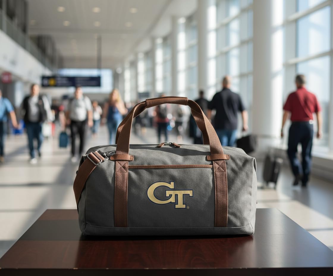 Georgia Tech Duffel Bag - Carryon, Overnight Travel Bag, Rich Canvas Fabric For Yellow Jackets Fans and Alumni