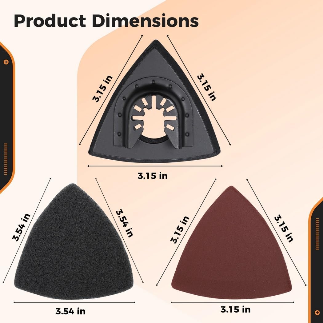Triangular Sanding Discs Kit, 133 Pcs Detail Sanding Pads, Mouse Sandpaper With 125 Triangular Sanding Paper, Sander Paper For Oscillating Tool Wood Plaster, 2 Multitool Sanding Pads, 6 Buffing Pads