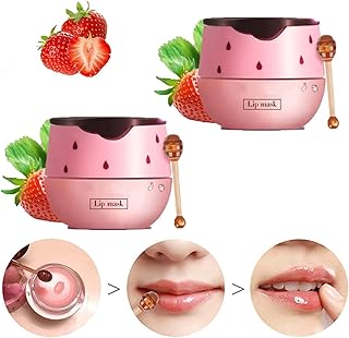 Honey Lip Balm, Bee Balm Lip Balm Honey Pot, Propolis Lip Balm Plump, Honey Pot Lip Balm With Wand, Hydrate Exfoliate Lip Care (2 Strawberry)