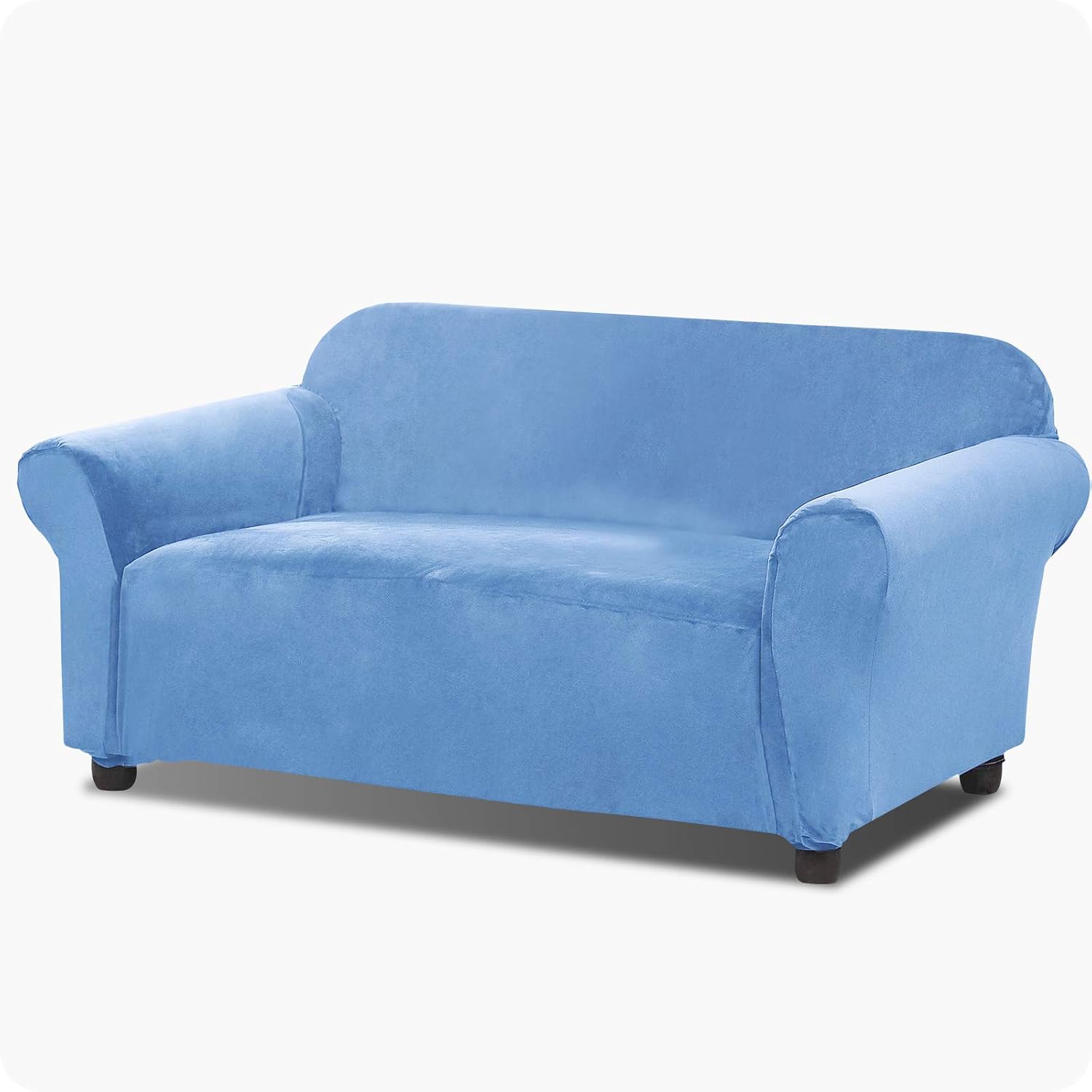 Argstar Velvet Stretch Couch Slipcovers, Washable Strapless Sofa Protector and Elastic Couch Covers for Furniture, Maya Blue