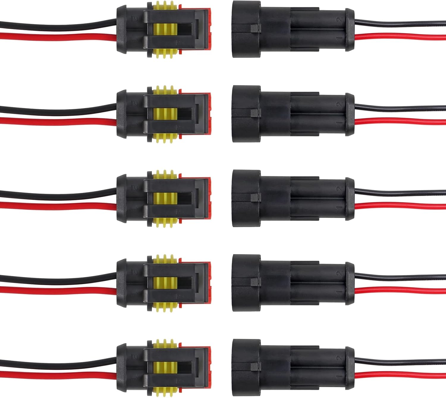 20PCS 2P 20 Kits 2 Pin Male Female Electrical Connectors Waterproof Plug Socket Kit Waterproof Wire Terminal Connector with 8cm Wire 2.6mm Series Terminal Connector for Auto Marine Truck(10A)