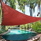 Ollieroo Shade Sail UV Block Fabric Patio Outdoor Canopy Sun Shelter with 5ft PE Ropes and Steel D-rings 16.5x16.5x16.5ft Triangle Red