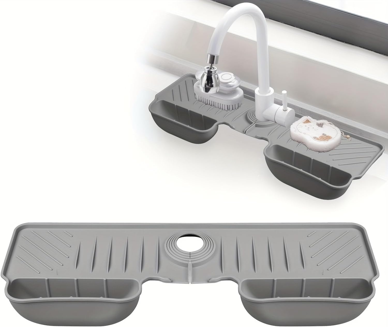 Cyrox Silicone Faucet Splash Guard Mat | Two Faucet Dish Cloth & Sponge Pad | Bathroom & Kitchen Sink Draining Mat | Organizers and Storage Accessories for Kitchen Sink (1Pcs) (B0CWHBD352) Amazon Price History, Amazon Price Tracker