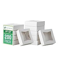 Vista 1 de SCT White Window Bakery Boxes with Attached Flip Top, 4-Corner Beers Design, 10 x 10 x 2.5, White, Paper, 200/Carton