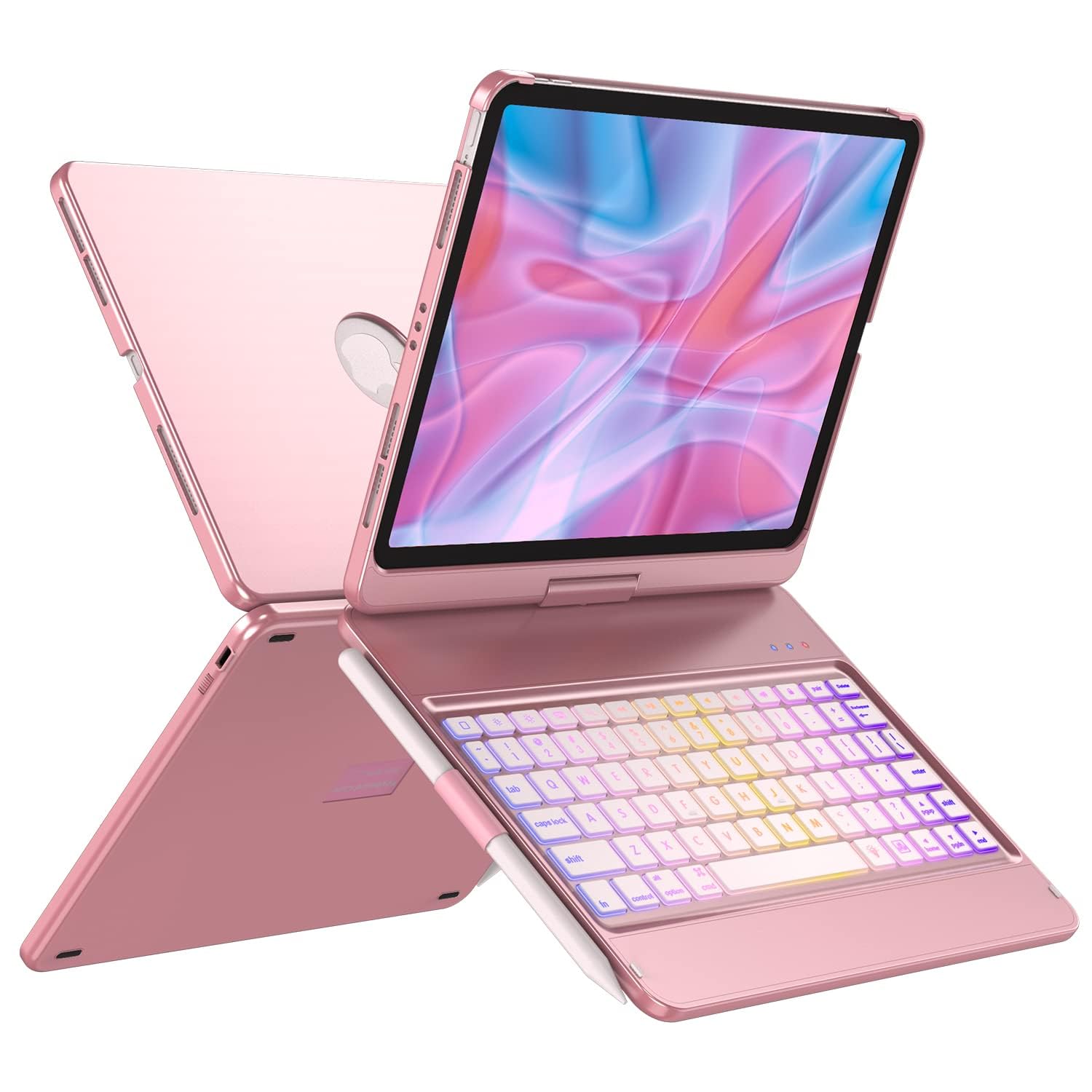 GGH Keyboard Case for iPad Pro 11 Inch &amp; Air 11" M4/M3/M2, Rose Gold