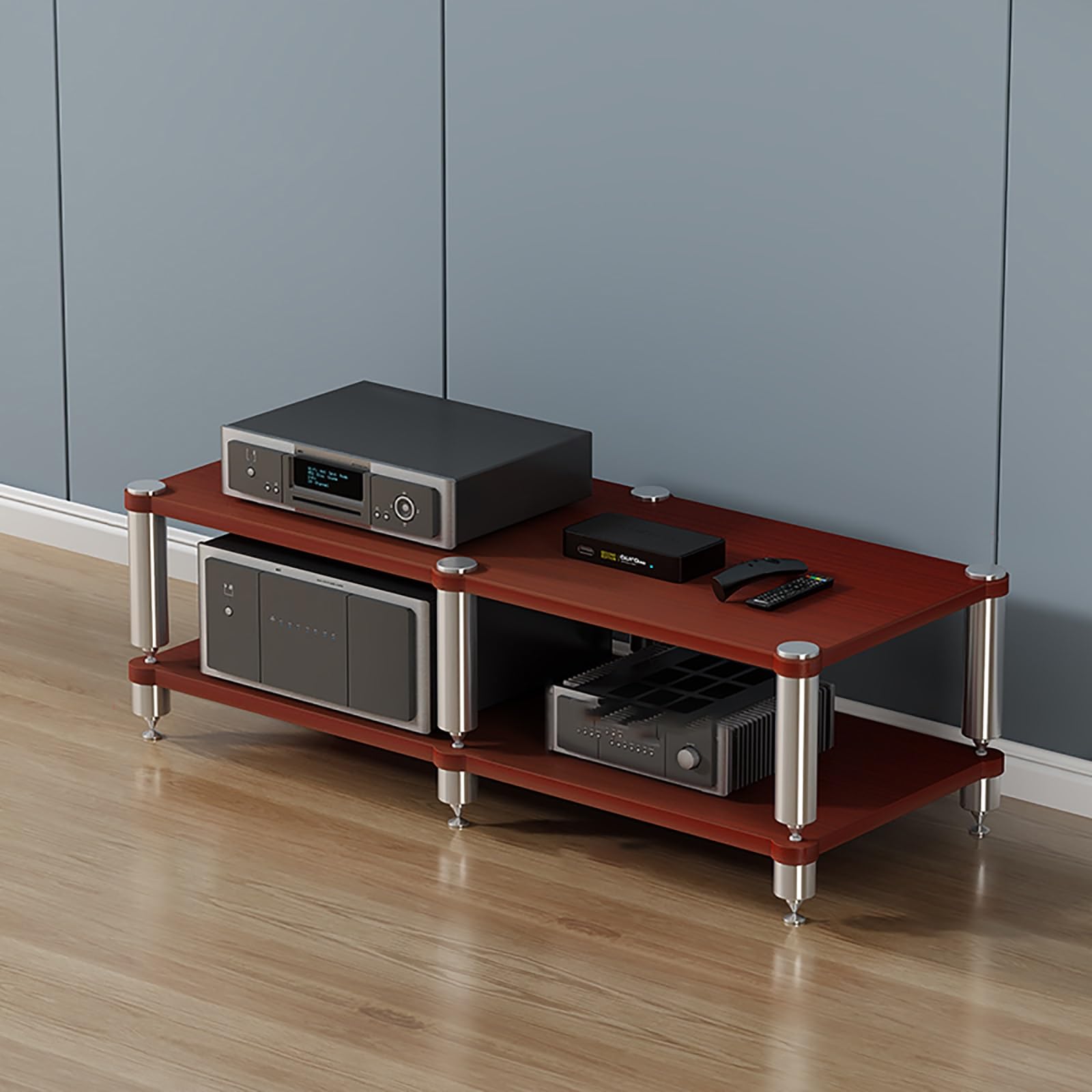Estante portátil para videojuegos, torre de nogal, soporte AV para proyector, reproductor de DVD, consola de juegos, caja de cables, diseño elegante, 120 x 48 x 4 cm, perfecto para entretenimiento en