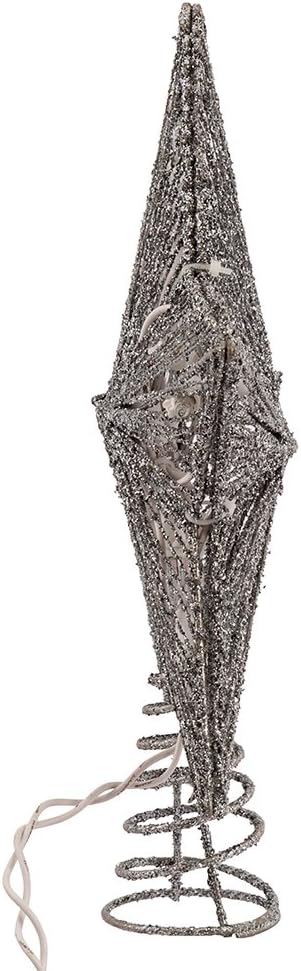 Kurt Adler 10-Inch Silver Star Treetop with 20 Mini UL Lights