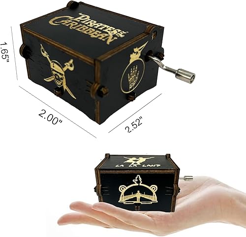 Miniatura 28 de Caja de música de manivela con tema de la película Lalaland, Caja musical de madera tallada, con tema central de la película Marrón