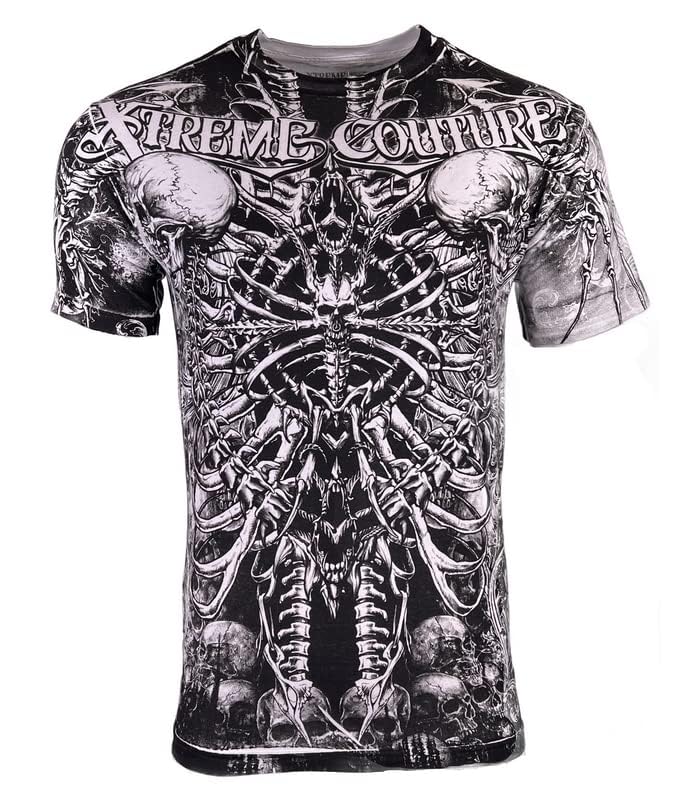by Affliction Men's T-Shirt CATACOMBS White, White, XXL