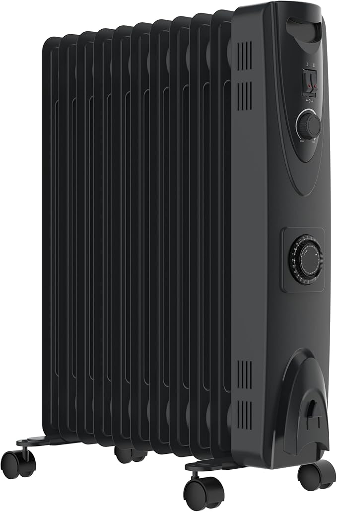 MYLEK Oil Filled Heater Radiators Adjustable Thermostat, 3 Heat