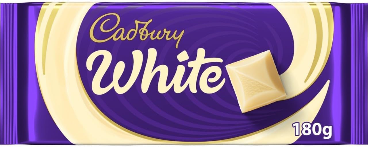 Cadbury White Chocolate Bar, Creamy White Chocolate Treat for Snacking, Sharing & Gifting 180 g