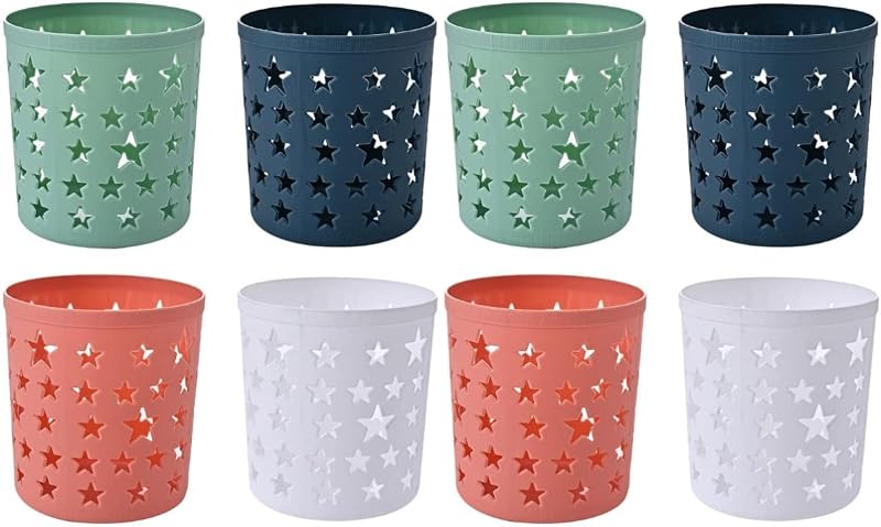 DOITOOL Decorative Storage Buckets Set of 8 Five-Pointed Star Hollowed Pen Holders Desktop Organizer Multifunctional Storage for Home Office 4.33X7.87X3.93 Inches