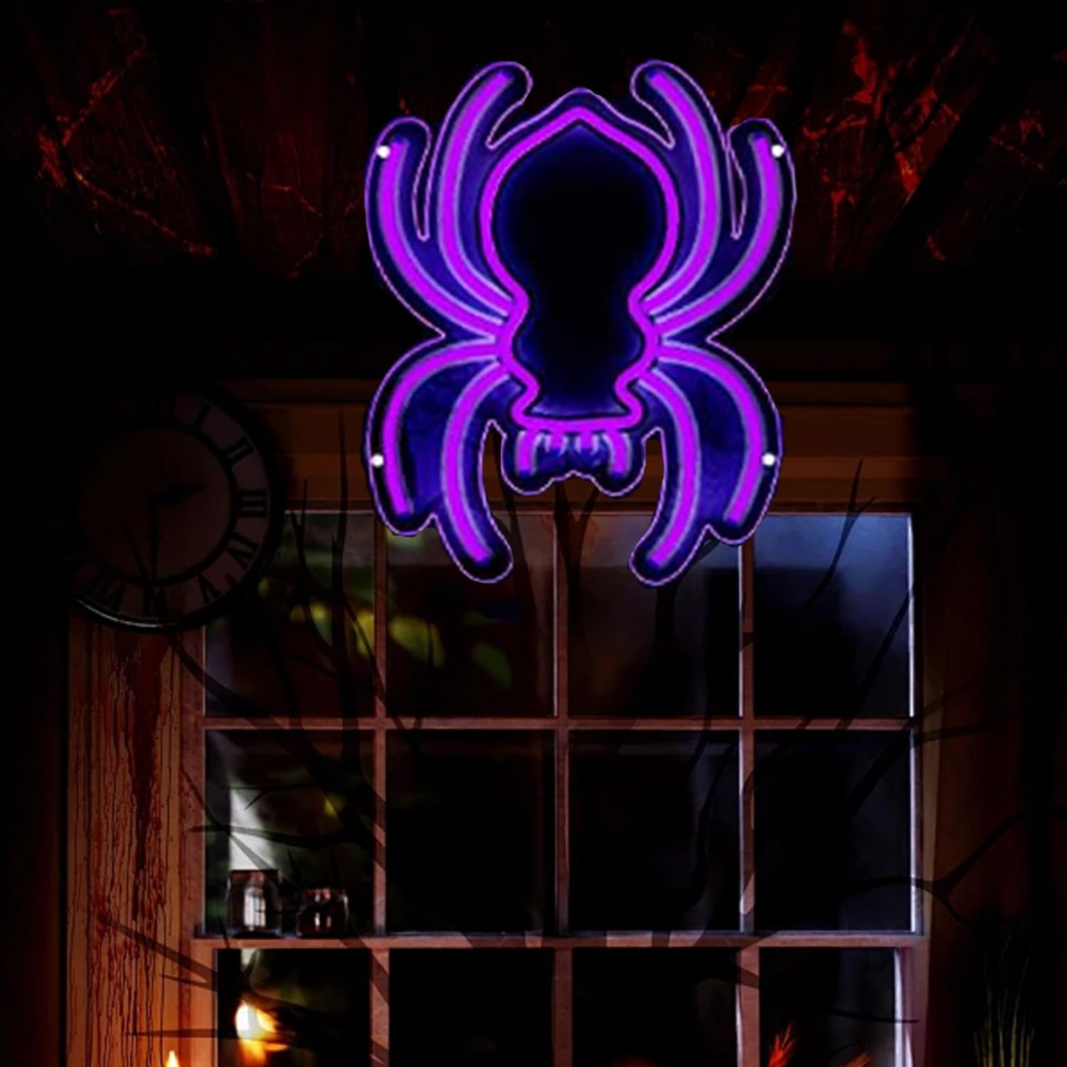 HFHungkeong Spider Anime Neon Sign Spider Lights Sign Light Up Spider Sign for Wall Halloween Led Sign Neon Light USB Powered for Halloween Party Man Cave