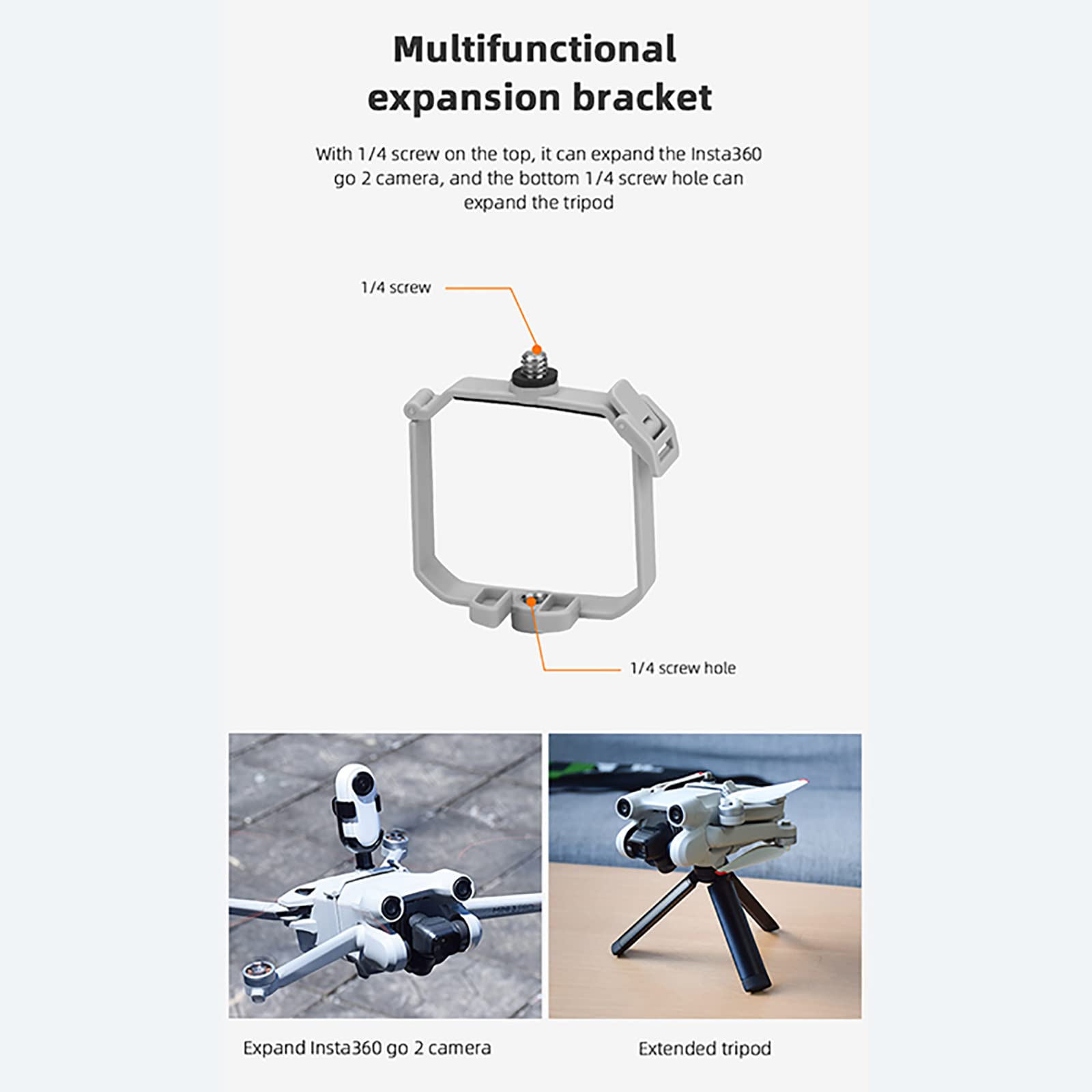 Supporto Estensione Per Fotocamera Su DJI MINI 3 Pro – Staffa Superiore E Base Adattatore, Accessorio Per Montare Action Cam O Fotocamera Panoramica
