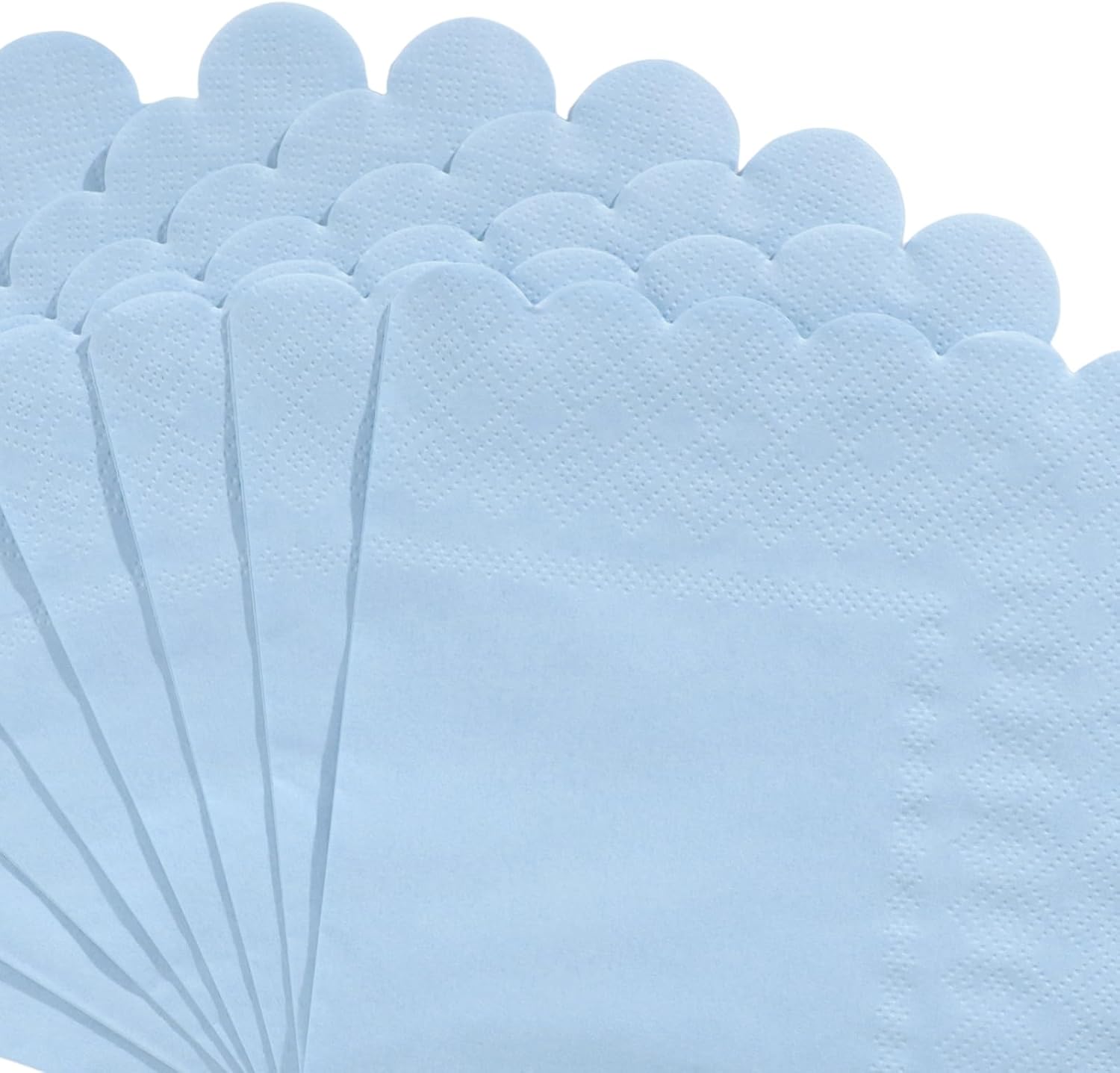 NatNarr 120 Pcs Cocktail Napkins Light Blue Napkins Boy Baby Shower Napkin Disposable Scalloped Blue Beverage Dessert Napkin for Coastal party, Birthday, Bridal Shower, Bachelorette, 5 x 5 Inch