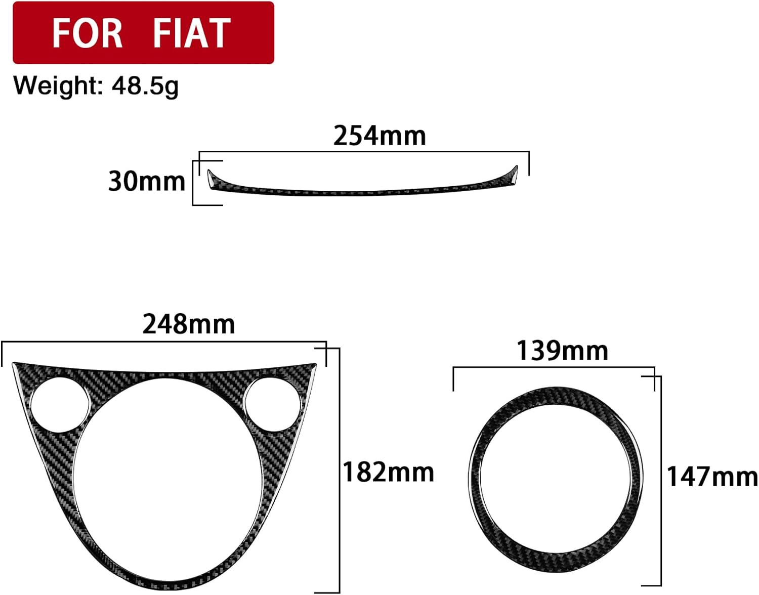 Carbon Fiber Frame Cover Trim Sticker Accessories Decoration Compatible with Fiat 500 2012-2015 (Classic, Gear Shift Dashboard Frame 10)
