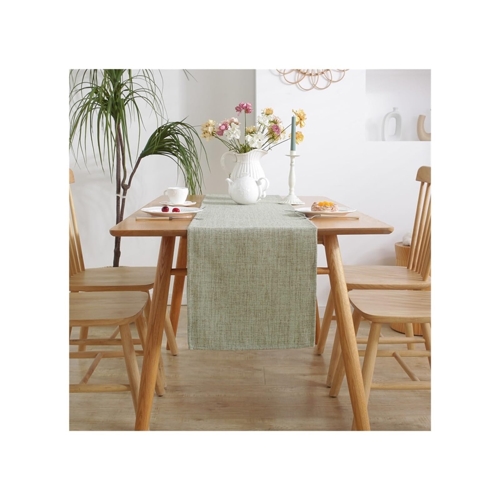 Cheesecloth Table Runners Burlap Style Farmhouse Table Runners , Beige Rustic Woven Dining Runner For Home,Party Decoration, Everyday Use(Green,30x180cm)