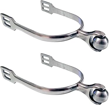 1 Pair Men or Women Horse Spurs, Silver Stainless Steel English Spur with Smooth Roller Ball, Equestrian Supplies Horse-Training Riding Boot Spurs