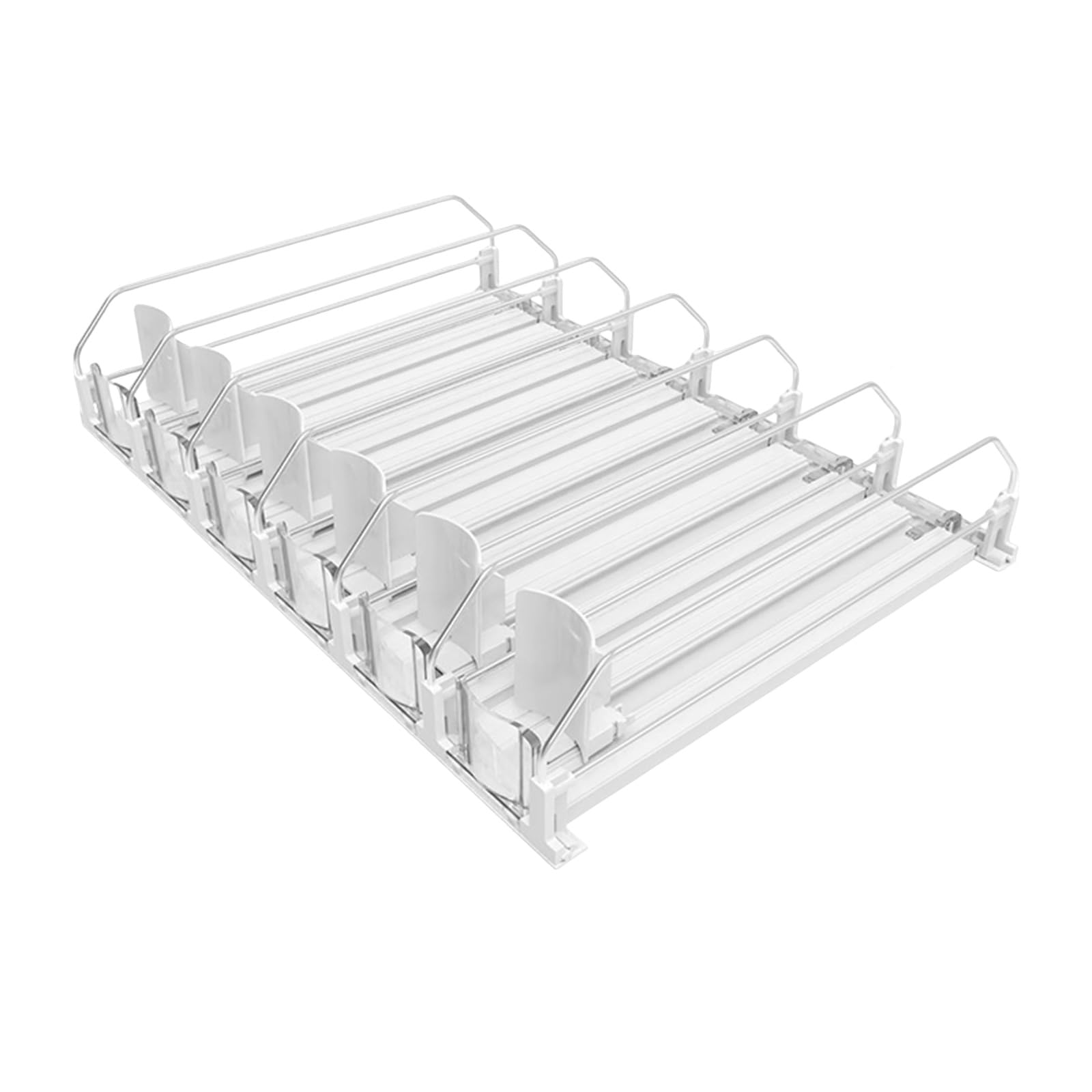 Refrigerator Beverage Organizer 6 Lane Spring Loaded Can Dispenser Rack, Transparent ABS Storage for Fridge Shelves Fridge Can Pusher Dispenser Canned Beverage Shelf Organizer Clear Drink Holder Front