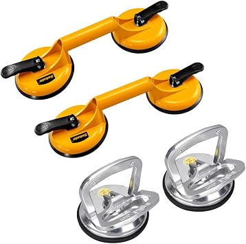 4 Pack Glass Suction Cup,Aluminium Heavy Duty Vacuum Lifter for Moving Glass/Window/Tiles/Mirror/Granite