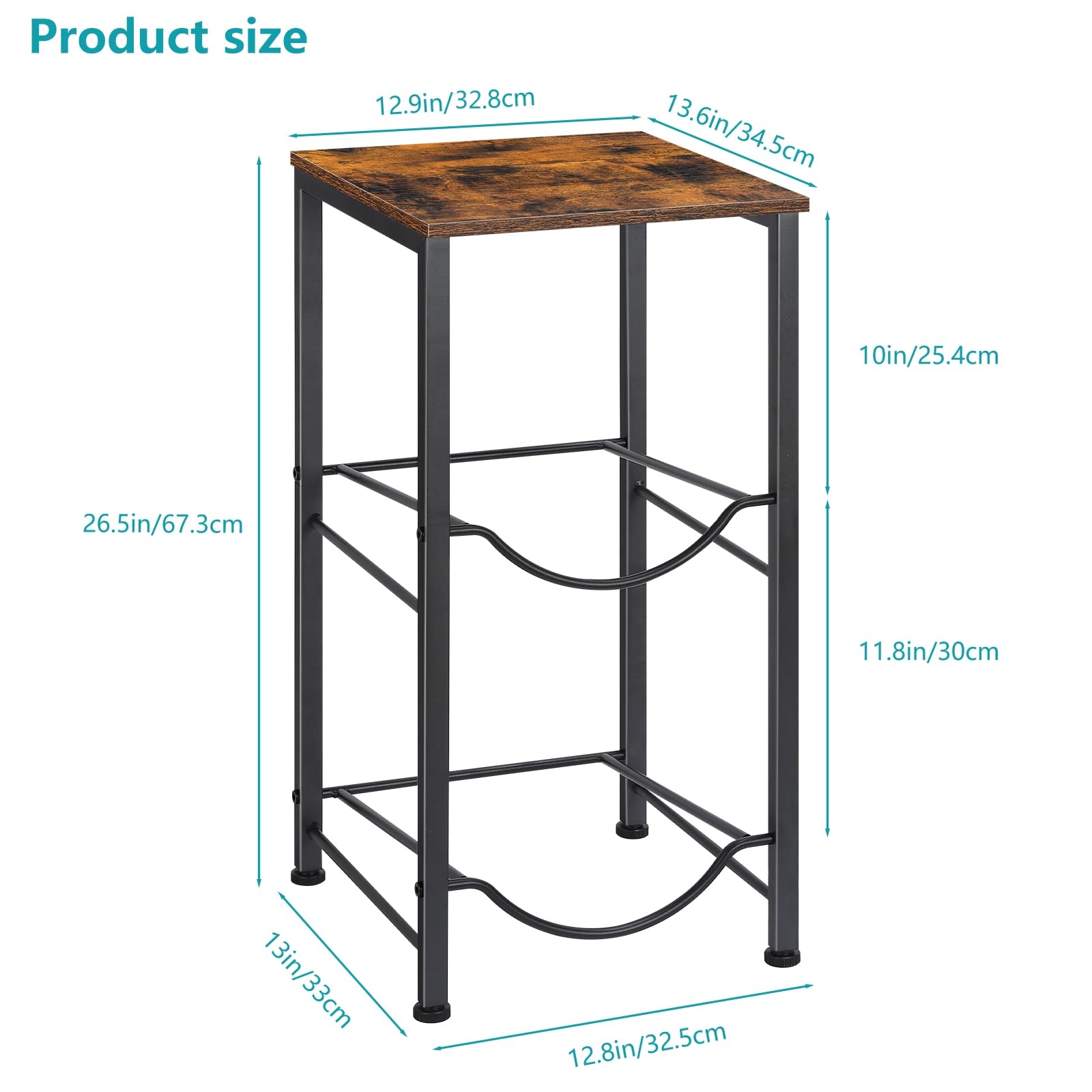 MOOACE Estante para jarra de agua de 5 galones, organizador de 2 niveles para botellas de agua | Soporte dispensador de agua con estantes de almacenamiento para oficina, cocina, sala de estar, marrón rústico
