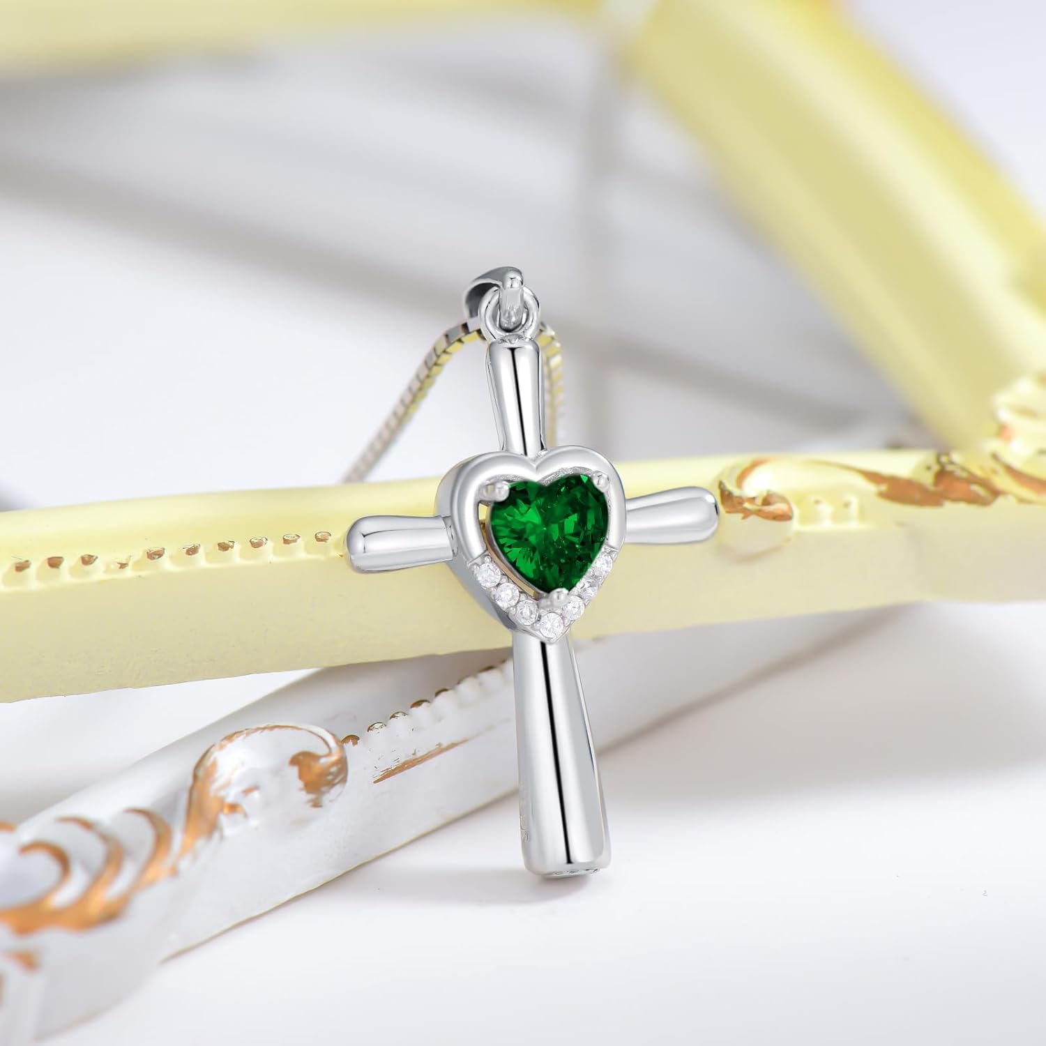 Cross Urn Necklace for Ashes 925 Sterling Silver 12 Birthstones Cross Heart Cremation Necklaces for Loved Ones Ashes Memorial Keepsake Jewelry