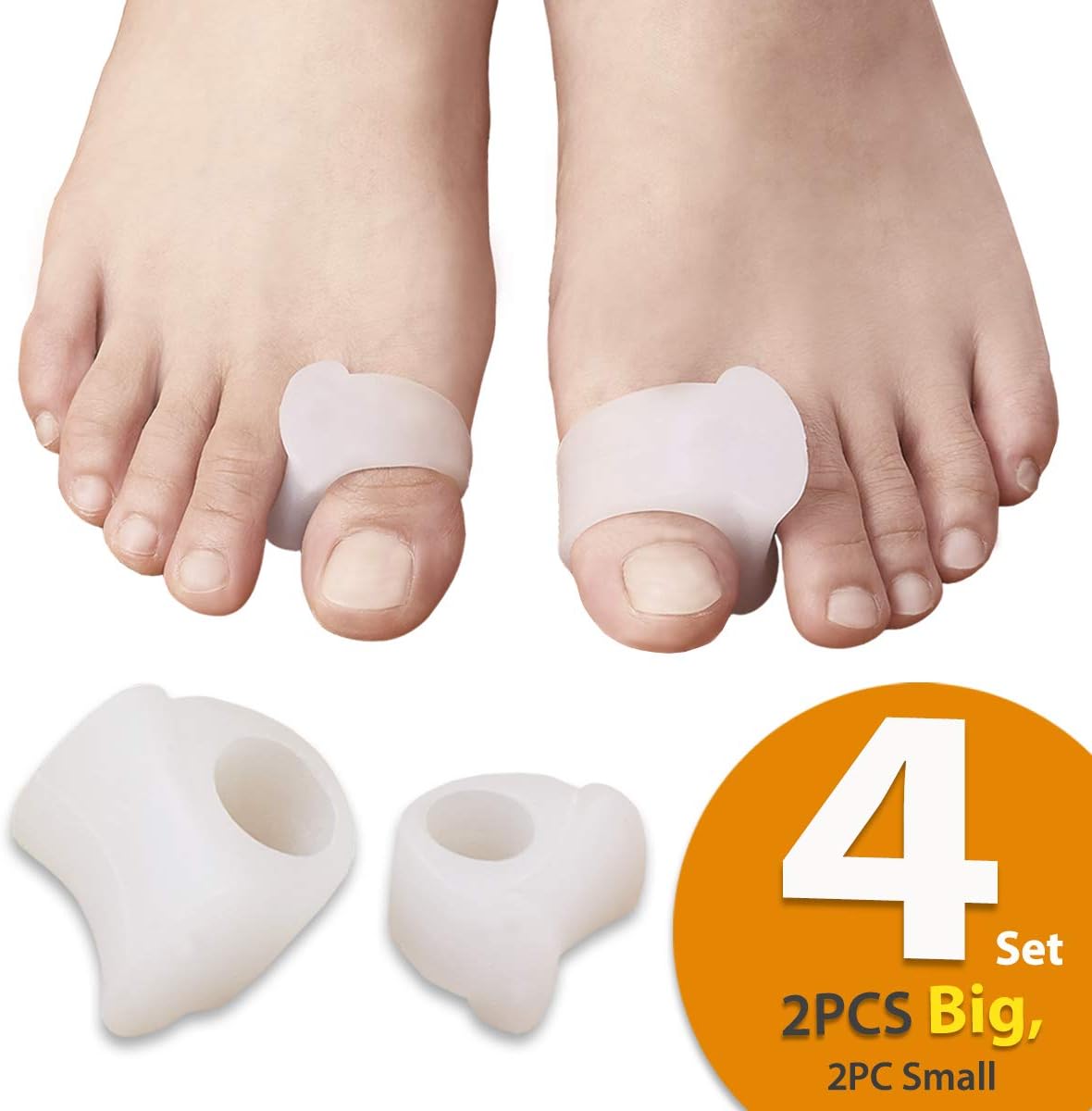 Bunion Corrector Toe Separators Straightener - Bunions Pads Correctors Hammertoe Hallux Valgus Pain Relief Overlapping Toes for Women Big Toes Crooked Spacers Yoga Diabetic Feet Pack of 4 by MuiHygge