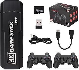 Nostalgia Stick Game, Built-in 37000 Retro Video Game, 11 Classic Emulators, Plug and Play Retro Game Stick, 4k HD Game Stick with Dual 2.4G Wireless Controllers (64G)
