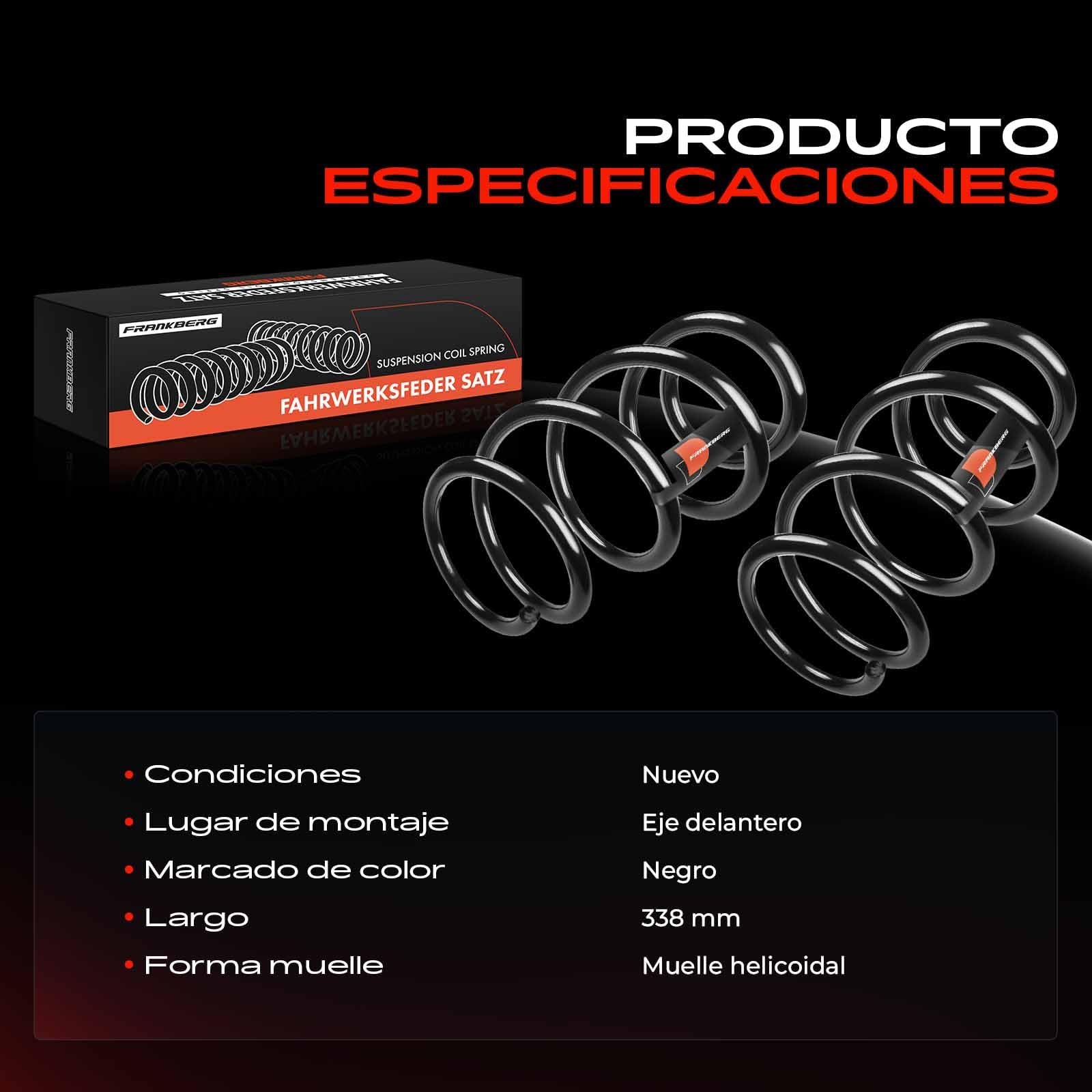 Frankberg 2 muelles de suspensión para eje delantero 50706848 | Compatible con: Ducato Van 250, Caja de puente, Autobús Jumper, Plataforma/chasis Ducato 250 290, Plataforma/chasis Boxer