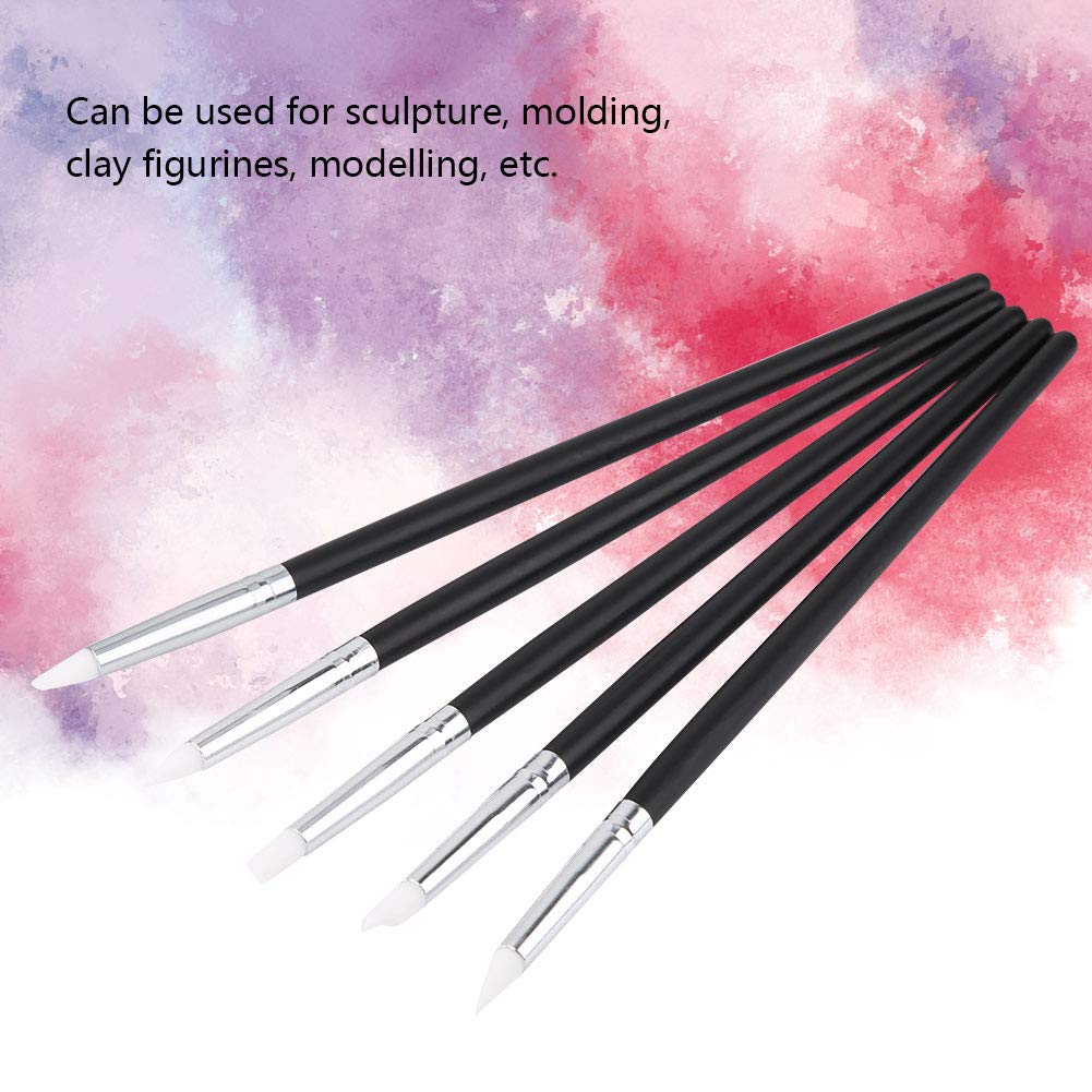 5 PCS Nail Art Sculpture Pen, Silicone Brushes 3D Effect Nail Dotting Tool Painting Drawing Tool Nail Art Brush For DIY Art Craft