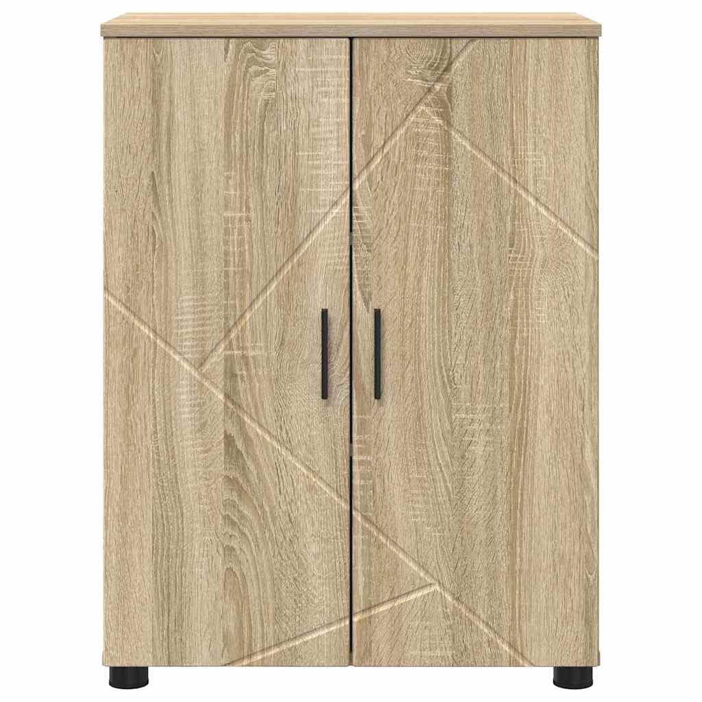 Mobile Da Bagno Con Ante Rovere Sonoma 60x35x80 Cm | Legno Multistrato E Metallo, 2 Porte, Design Moderno, Assemblaggio Richiesto