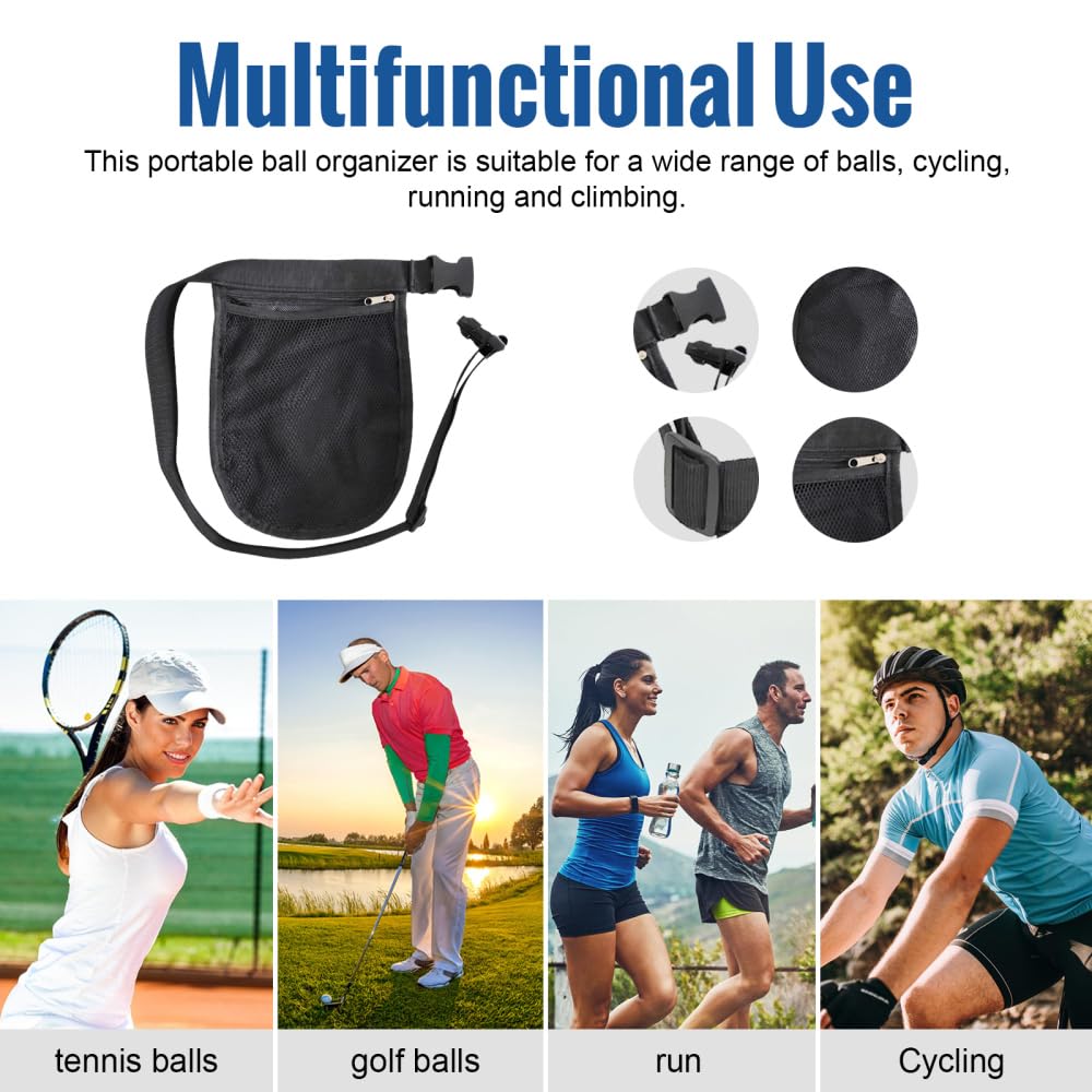 Riñonera para Pelota de Tenis, Soporte Ajustable para Banda de Pickleball, Transpirable, Bolsa de cinturón de Ping Pong