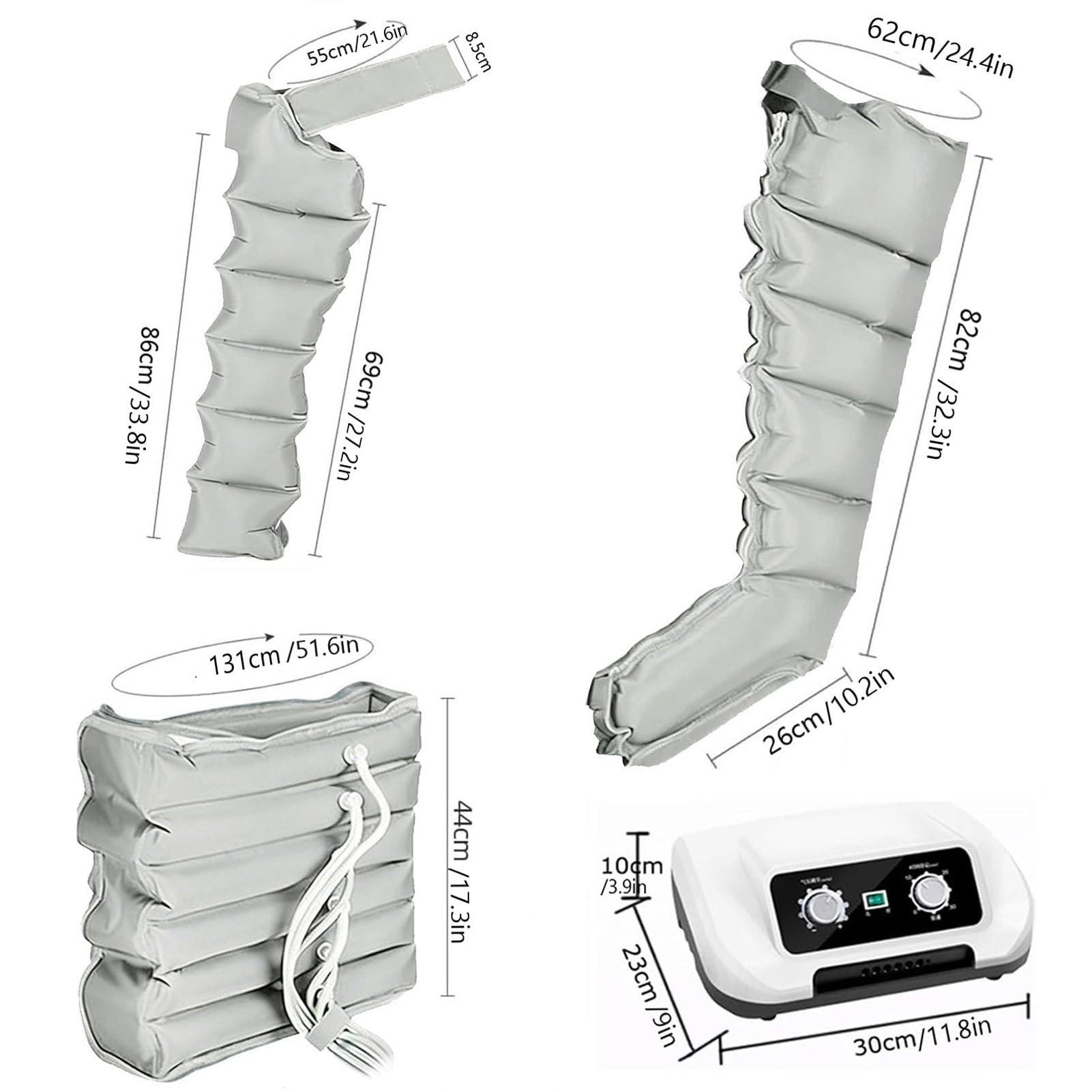 Bottes Pressothérapie Lymphatique, Drainage Lymphatique Jambes 6 Cavités, Minuterie 0-30 Min et Pression 0-240 mmHg Réglables, Diminue Les Gonflements et la Fatigue Chronique