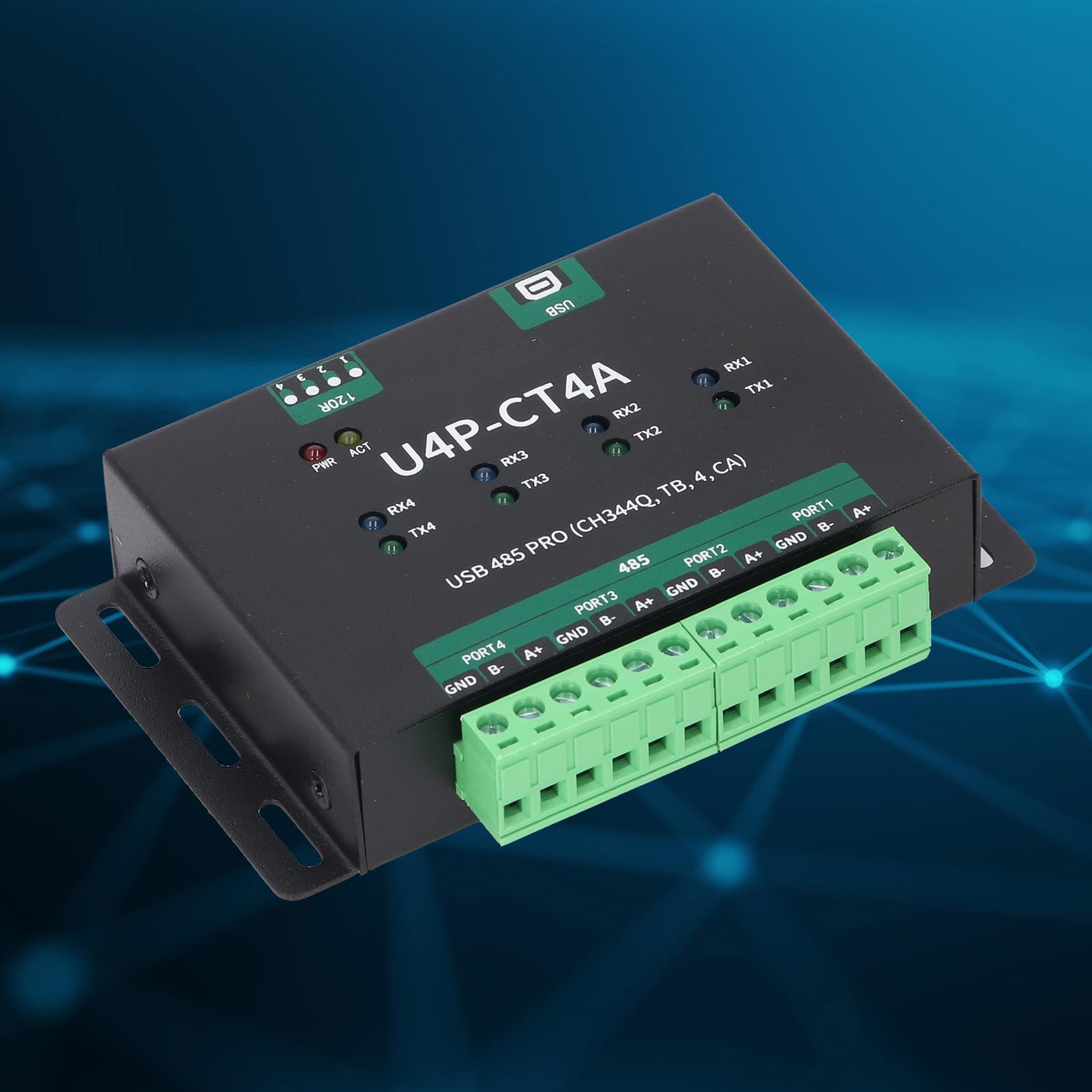Adaptador USB a RS485, USB a 4 Vías RS485 Módulo de Conversión Cable de Serie para Equipos de Control Industrial, Sobretensión y Trueno Prevención de Descarga de Gases