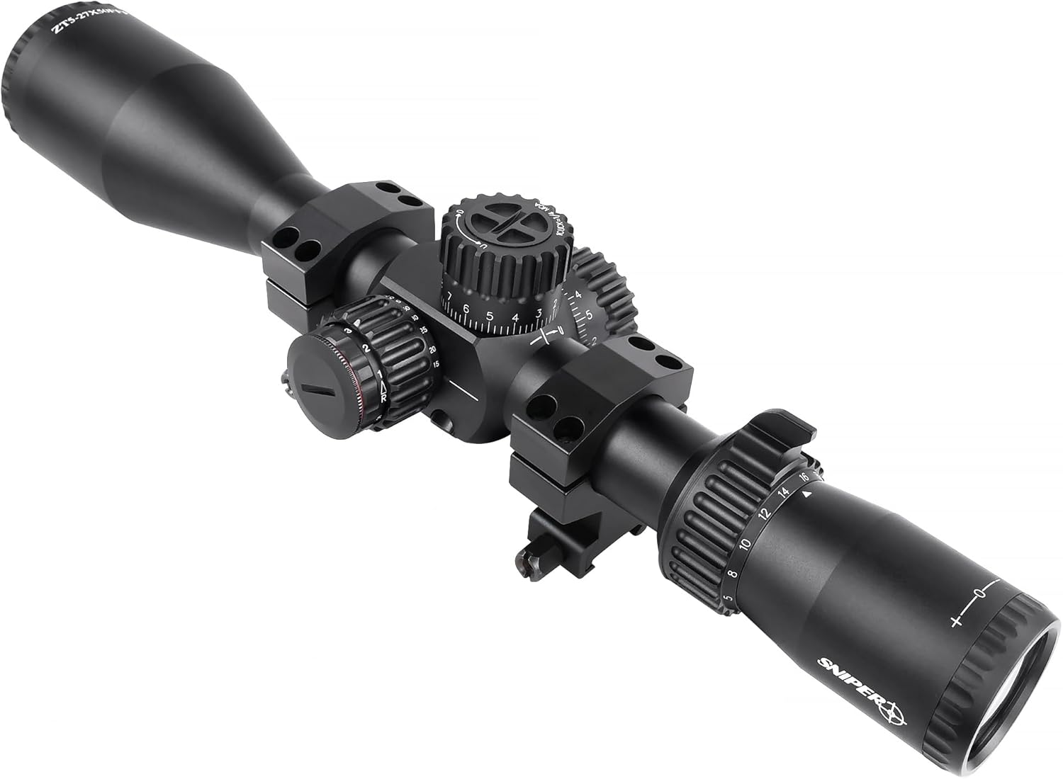 Sniper Rifle Scope ZT 5-27x50 FFP First Focal Plane Scope Side Parallax Adjustment Glass Etched Reticle Red Green Illuminated with Scope Mount