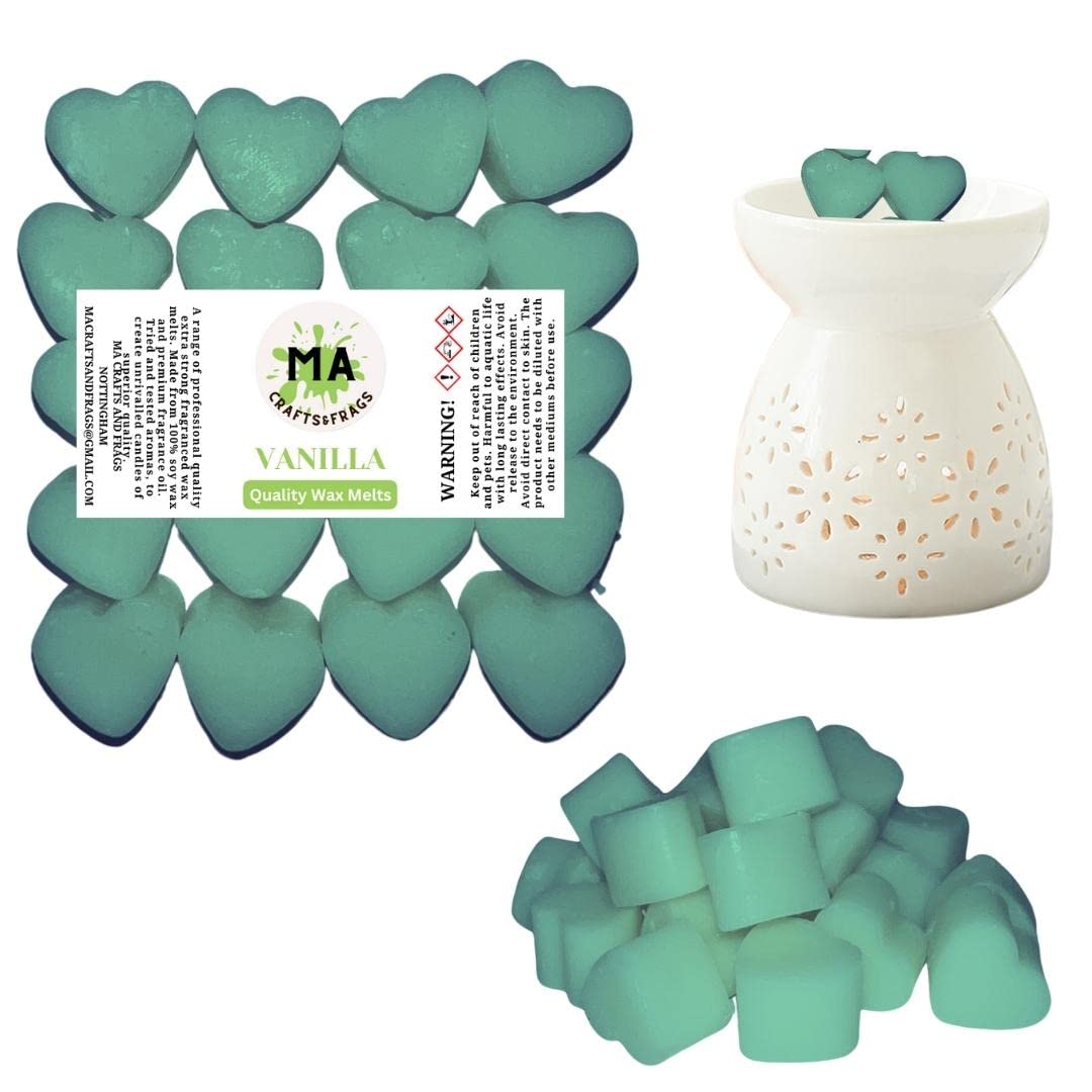 Ma Crafts&Frags Green 20 X Highly Scented Wax Melts Mini Hearts Many Fragrances Designer Inspired (Vanilla)