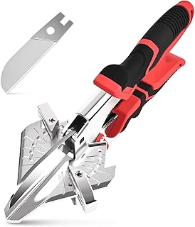 Miter Shears Multi-Angle Trim Cutter 45°-135°, Quarter Round Cutting Tool – SK5 Blade & Extra Replacement for Molding, Wood, Plastic & PVC