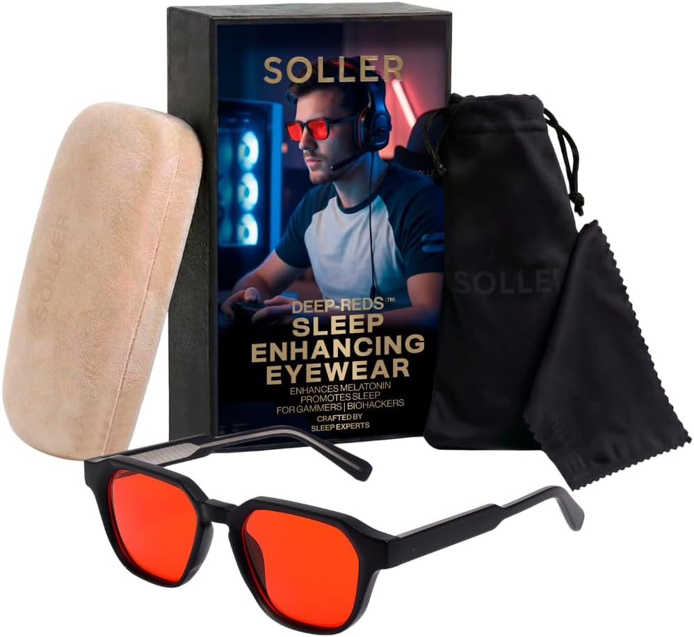 Colorado Home Co Red Lens Glasses for Sleep, High Block Night Computer Gaming Glasses, Anti Eye Strain with Case