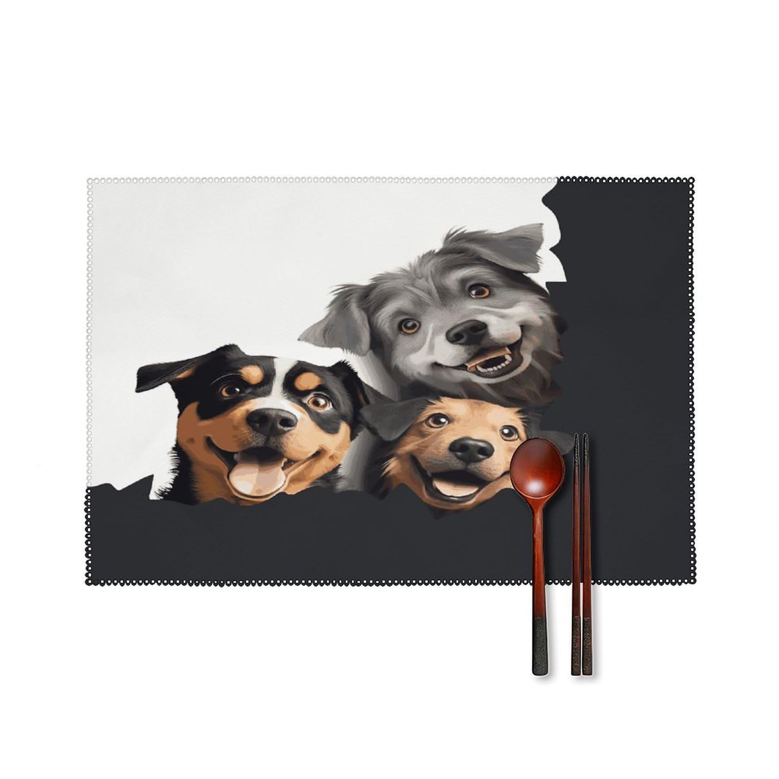 Fekiloot Style Funny Puppy Dogs Placemats Set Of 6,Table Mat
