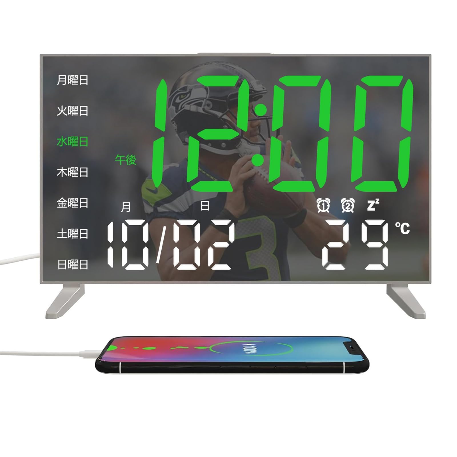 置き時計 デジタル 目覚まし時計 LED 明るい 夜でも見える 数字が大きく おしゃれ時計 アラーム設定2種類 5段階音量調節 120dB大音量 温度・曜日・日付表示 寝室 卓上デジタル時計 USB電源 交流式