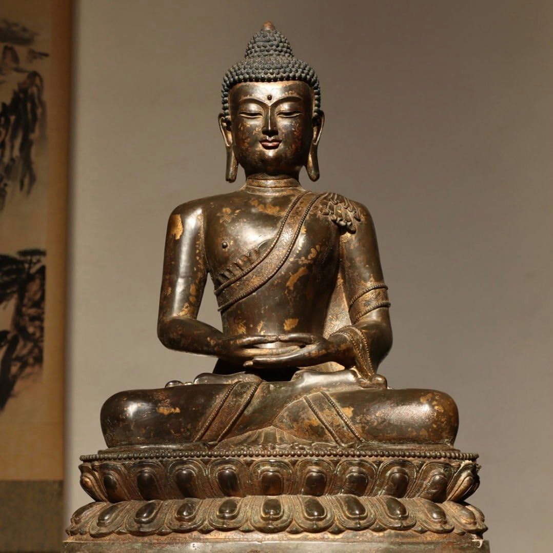 ◆羽彰・古美術◆Y0679清時代 仏教古美術 チベット密教 銅製高浮彫鏨刻塗金自在観音菩薩仏像