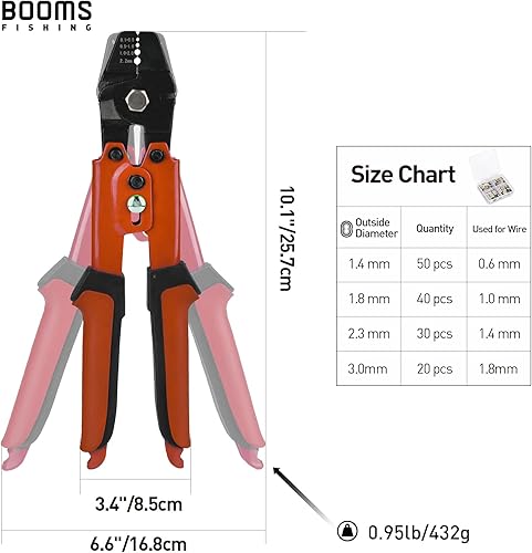 Miniatura 6 de Booms Fishing CP1 - Alicates de crimpado de pesca, alicates de pesca de acero de alto carbono, herramienta de prensado líder de cuerda de alambre,