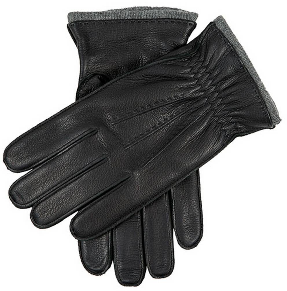 Dents Edington - Guanti da uomo in pelle di daino foderati in cashmere, colore: Nero/Grigio